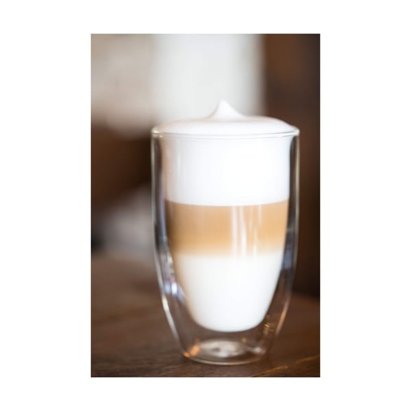 Iš stiklo puodeliai 6 vnt. su dviguba sienele/latte kavai 350 ml – Vialli Design-image-2