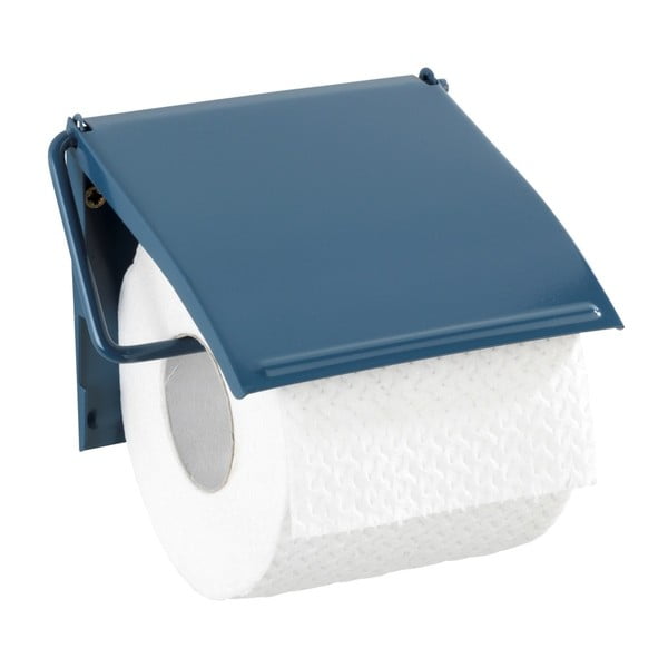 Mėlynas sieninis tualetinio popieriaus laikiklis Wenko dangtelis