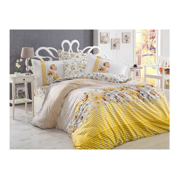 Dvivietės lovos paklodė su medvilninio poplino patalyne "Fiesta", 200 x 220 cm