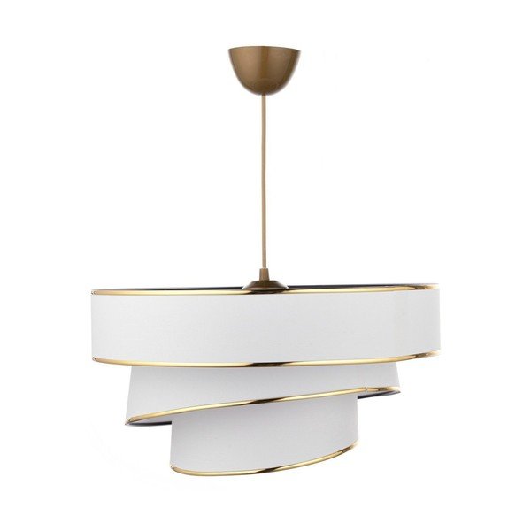 Kabantis šviestuvas baltos spalvos/auksinės spalvos ø 40 cm su tekstiliniu gaubtu Couper – Opviq lights