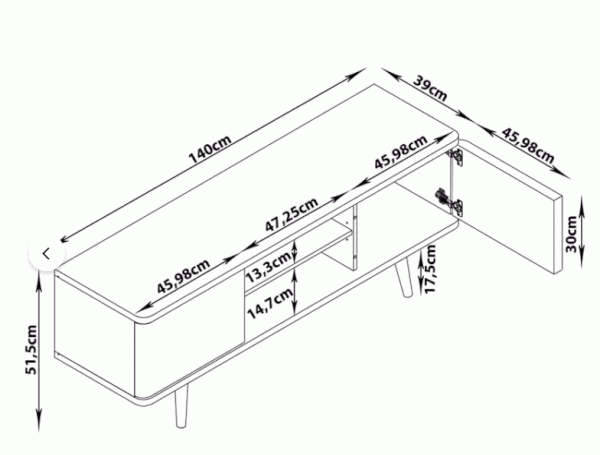 Balta medinė komoda 140x52 cm Alana - Støraa-image-4