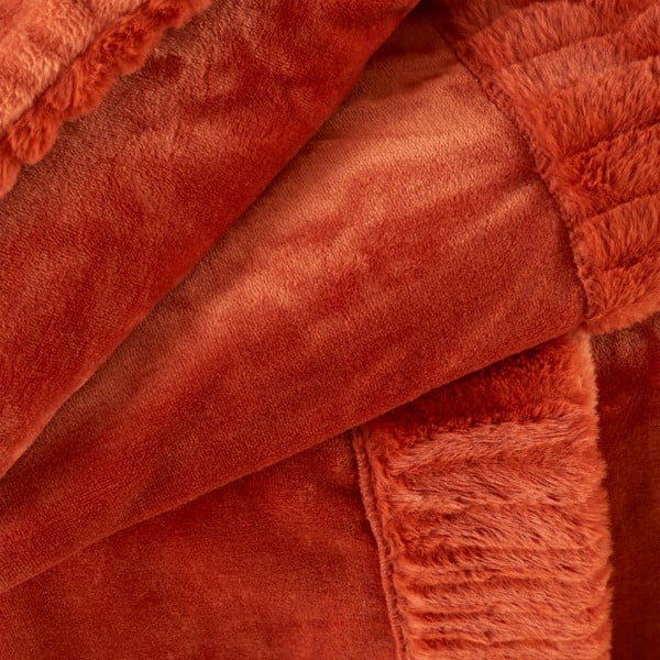 Oranžinės spalvos iš mikropliušo antklodė ir pledas 150x200 cm Velvet and Faux Fur – Catherine Lansfield-image-2