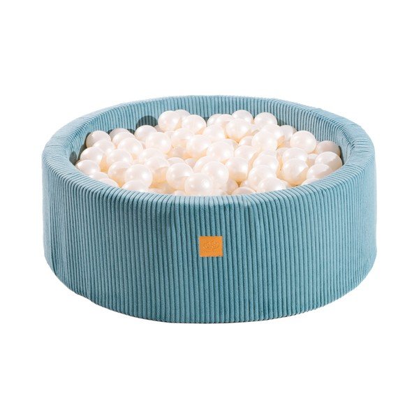 Turkio spalvos iš velveto pripučiamų kamuoliukų baseinas ø 90x30 cm Montessori – Meowbaby