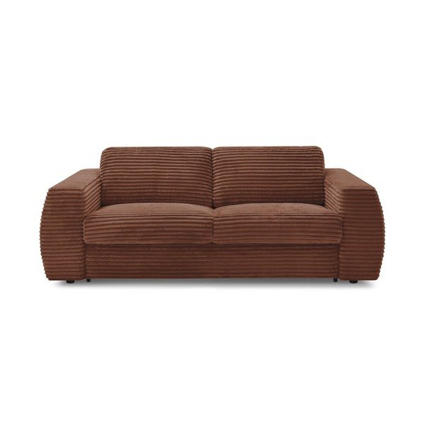 Oranžinės spalvos sofa miegojimui/sulankstoma iš kordinio velveto 240 cm Hugo – Bobochic Paris