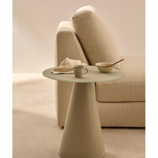 Apvalios formos šoninis stalas su stikliniu stalviršiu ø 50 cm Wilshire – Kave Home-image-1