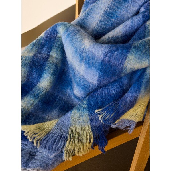 Mėlynos spalvos antklodė ir pledas iš vilnos mišinio 140x200 cm Loom – Hübsch-image-2