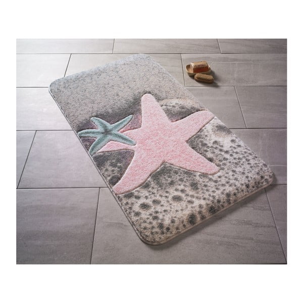 Raštuotas rožinis vonios kilimėlis Confetti Starfish, 80 x 140 cm