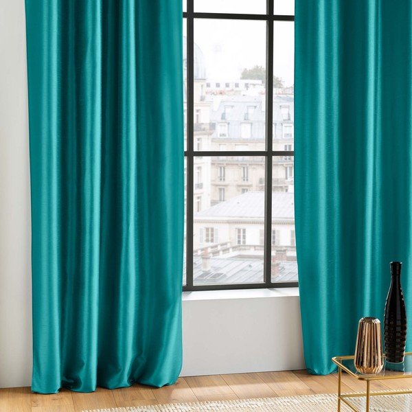 Mėlynos spalvos iš mikrosatino užuolaida 140x240 cm Shana – douceur d'intérieur-image-2