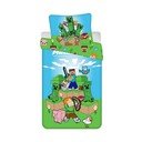 Žalios spalvos/mėlynos spalvos iš medvilnės viengulė vaikiška patalynė 140x200 cm Minecraft "Outdoor Mobs" – Jerry Fabrics
