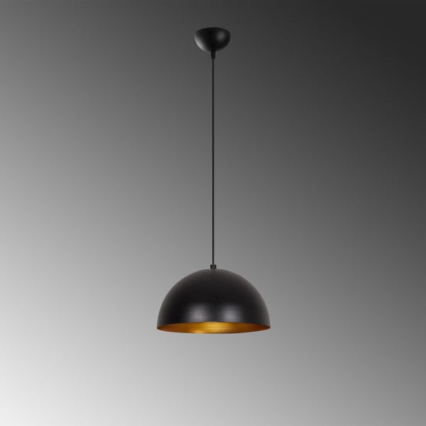 Juodos spalvos kabantis šviestuvas ø 30 cm su metaliniu gaubtu Coppa – Opviq lights-image-1