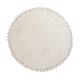 Kreminės spalvos baltas rankų darbo medvilninis kilimėlis Nattiot Perla, ø 110 cm
