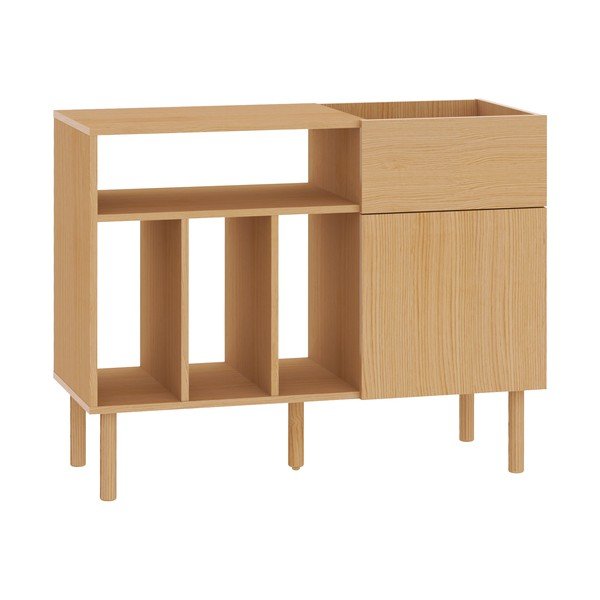 Ąžuolinė žema komoda gramofono plokštelėms 100x80 cm Viny - TemaHome-image-2