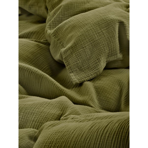 Khaki spalvos iš muslino viengulė patalynė 140x200 cm Amilia – Jotex-image-2
