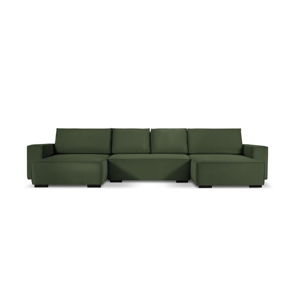 Žalia aksominė U formos sofa-lova Mazzini Sofas Azalea
