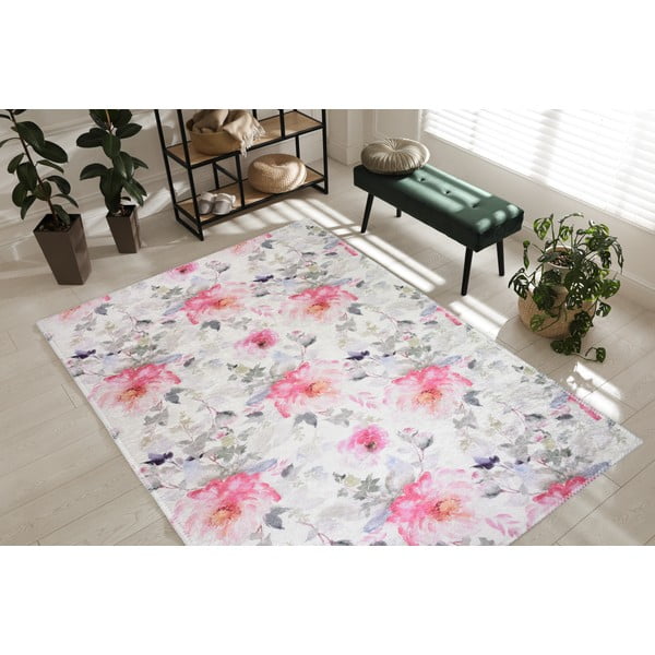 Skalbiamas rožinės spalvos/dramblio kaulo spalvos kilimas 160x230 cm Pink Garden – Vitaus-image-1