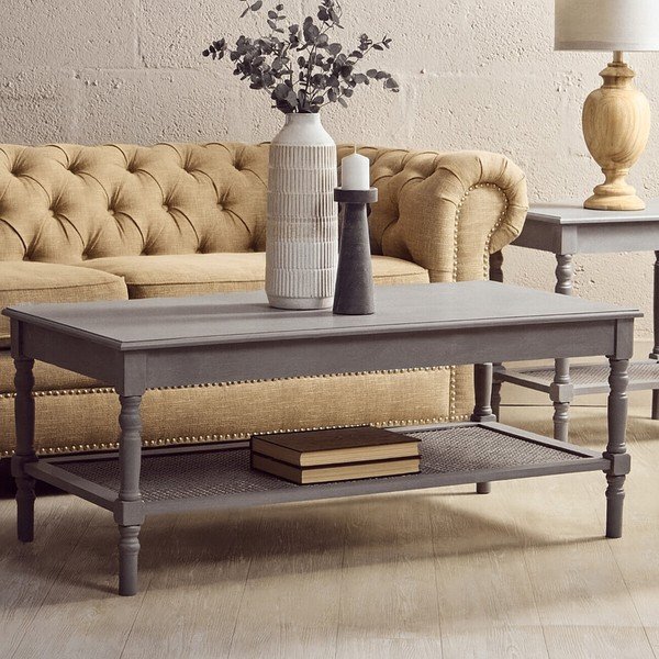 Pilkos spalvos kavos staliukas 60x120 cm Heritage – Premier Housewares-image-3