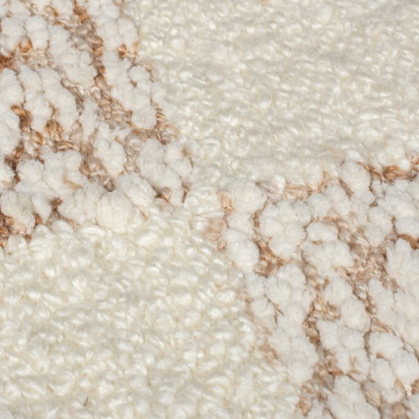 Rankų darbo kreminės spalvos/natūralios spalvos iš vilnos mišinio kilimas 160x230 cm Eric Checkboard – Flair Rugs-image-3