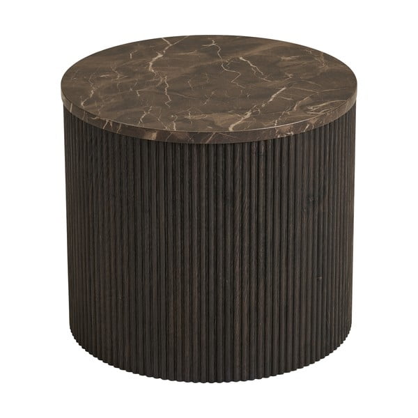 Apvalios formos šoninis stalas su marmuro dekoro stalviršiu ø 45 cm Rota – House Nordic