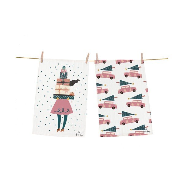 Virtuvės rankšluosčiai iš medvilnės 2 vnt. su Kalėdų motyvu 50x70 cm A Lots of Gifts – Butter Kings