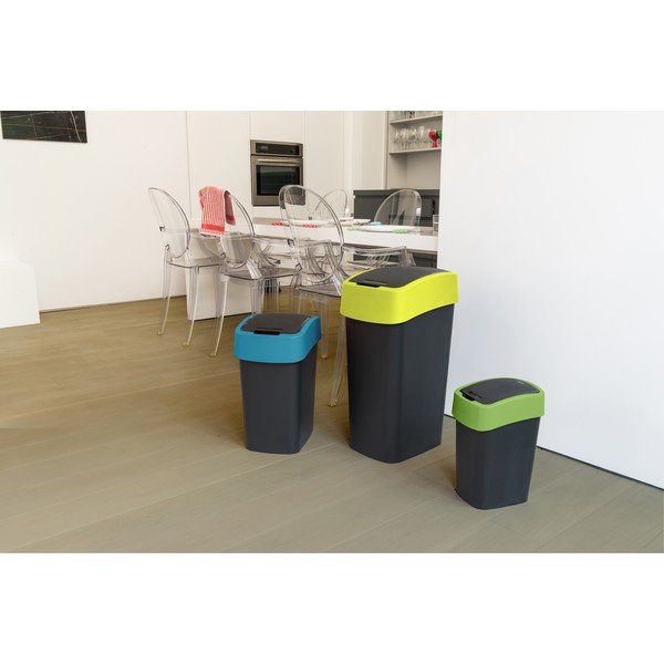 Juodos spalvos/mėlynos spalvos iš plastiko šiukšliadėžė rūšiavimui 45 l Flip Bin – Curver-image-1