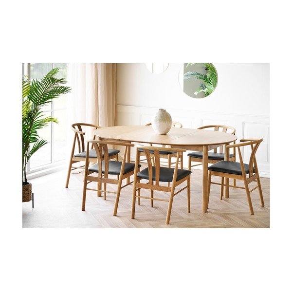 Apvalios formos prailginamas valgomojo stalas su papildomu stalviršiu iš ąžuolo ø 120 cm Bundaberg – House Nordic-image-2