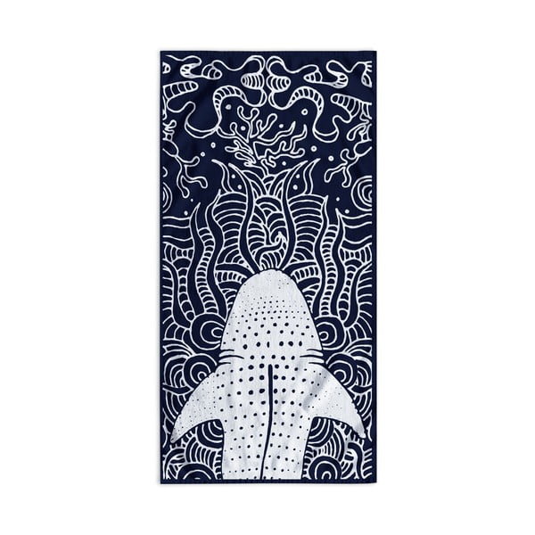 Tamsiai mėlynas paplūdimio rankšluostis 90x180 cm Shark - DecoKing