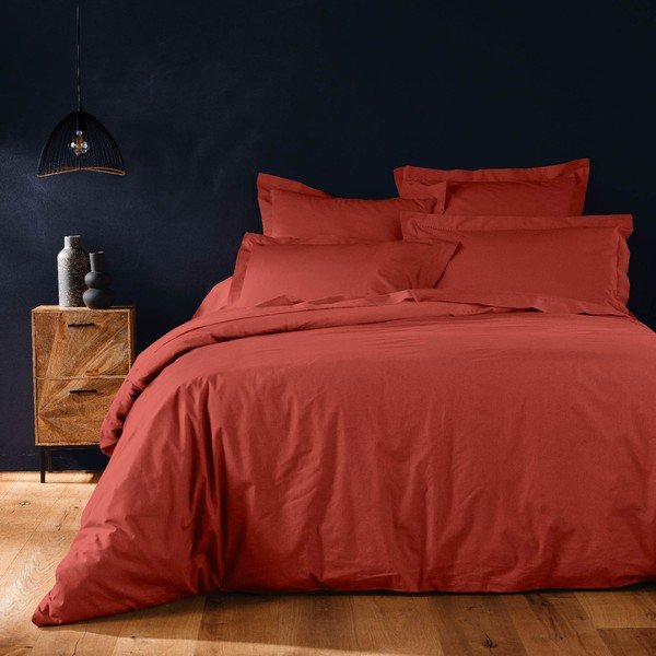 Raudonos plytų spalvos iš medvilnės dvigulis/itin ilgas antklodės užvalkalas 240x220 cm Lina – douceur d'intérieur-image-1