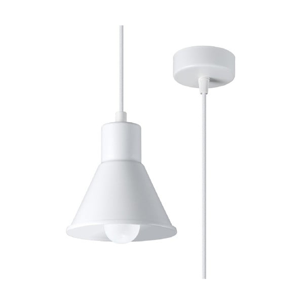Baltas pakabinamas šviestuvas su metaliniu gaubtu 14x14 cm Martina - Nice Lamps