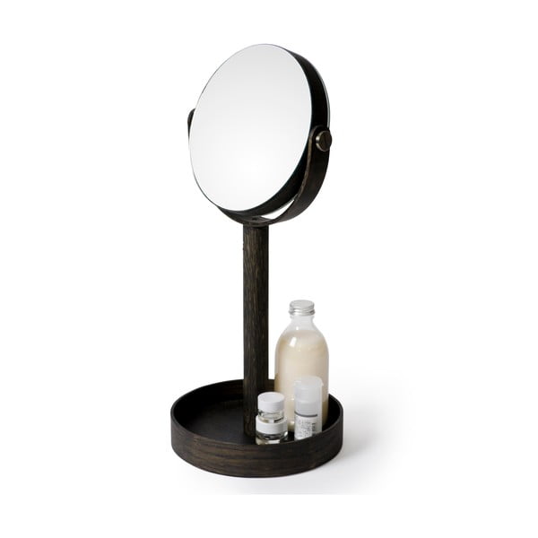 Stalinis kosmetinis didinamasis tamsus veidrodis su ąžuolo medienos stovu Wireworks Magnify Dark-image-1