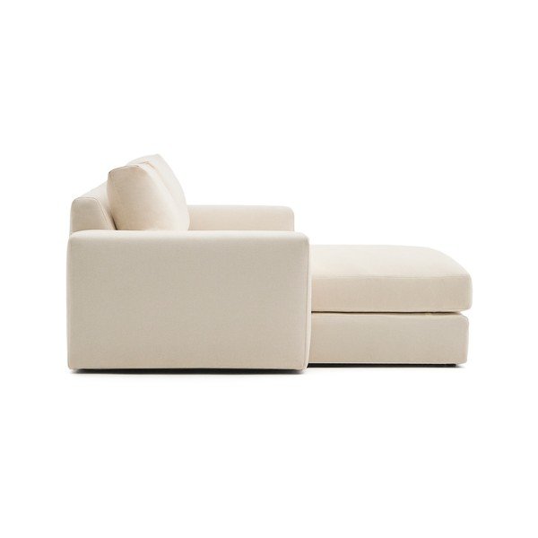 Smėlio spalvos kampinė sofa iš šenilinio audinio (su kairiuoju kampu/su gultu) Alea – Kave Home-image-3