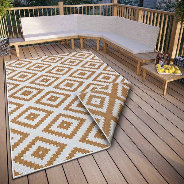 Lauko kilimas ochros spalvos/baltos spalvos 120x170 cm Malta – NORTHRUGS-image-1