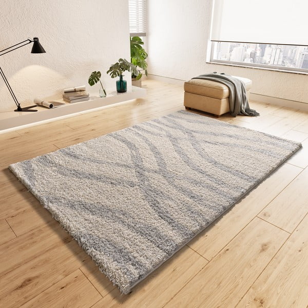 Šviesiai pilkos spalvos/kreminės spalvos kilimas 133x190 cm Helia – Universal-image-1