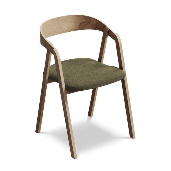 Žalios spalvos iš medienos masyvo valgomojo kėdė Erika – Makamii