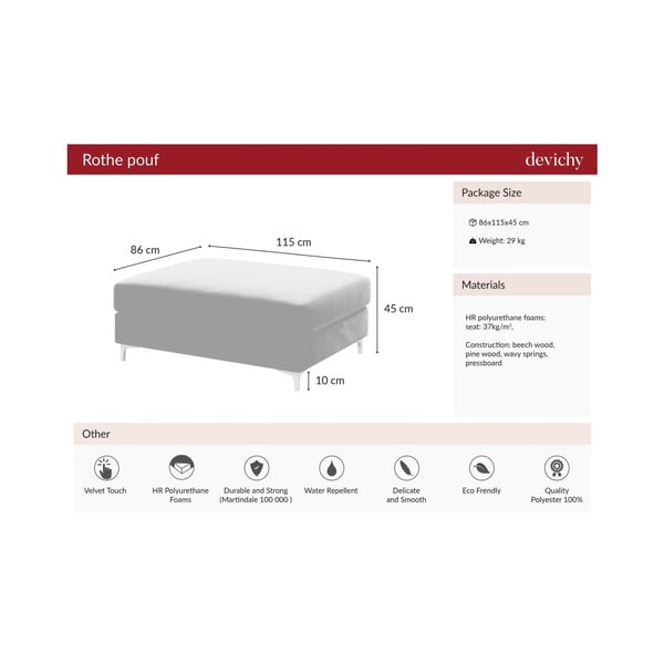 Tamsiai mėlynas aksominis pufas Devichy Rothe-image-4