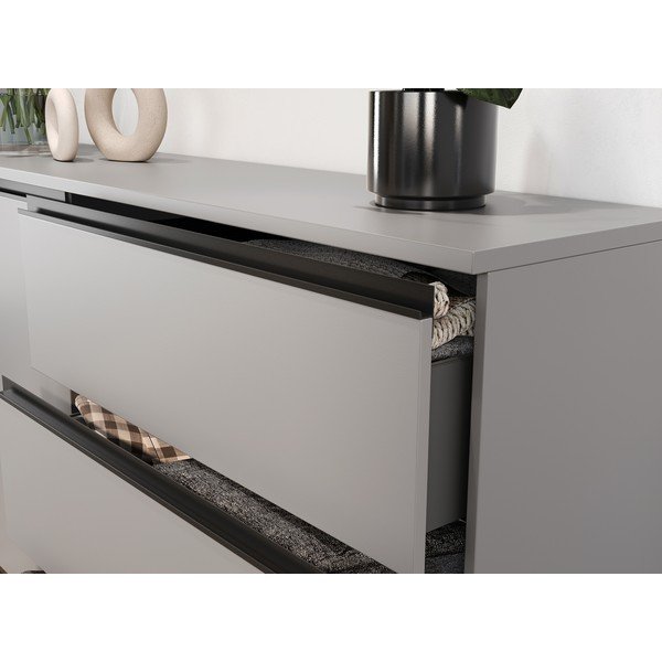 Žema šoninė spintelė pilkos spalvos 135x91 cm Bastia – Germania-image-3