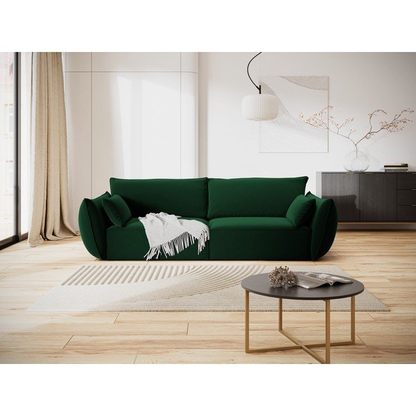 Tamsiai žalios spalvos iš velveto sofa 208 cm Vanda – Mazzini Sofas-image-1