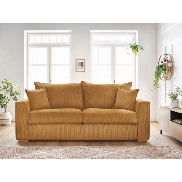 Iš kordinio velveto sulankstoma sofa garstyčių spalvos 225 cm Augustin – Bobochic Paris-image-1