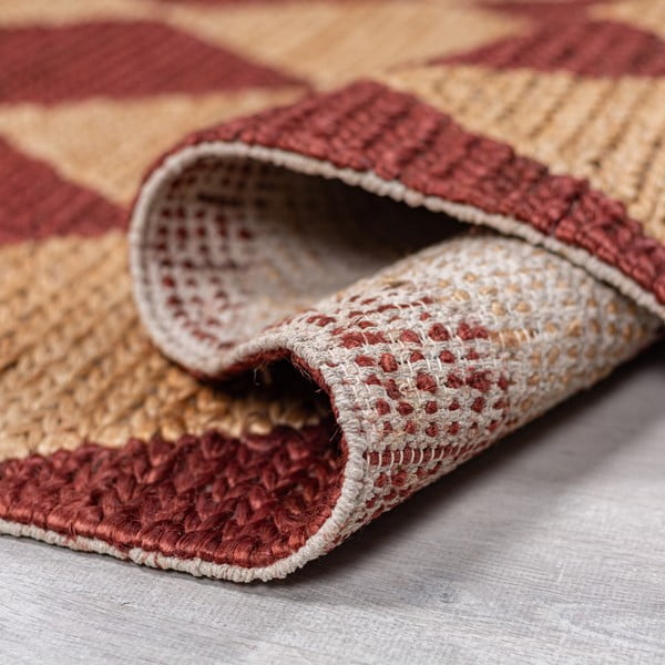 Rankų darbo terakotos spalvos iš džiuto mišinio kilimas 160x230 cm Effie Diamond – Flair Rugs-image-3