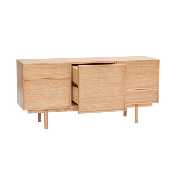 Žema šoninė spintelė natūralios spalvos iš ąžuolo 140x65 cm Cube – Hübsch