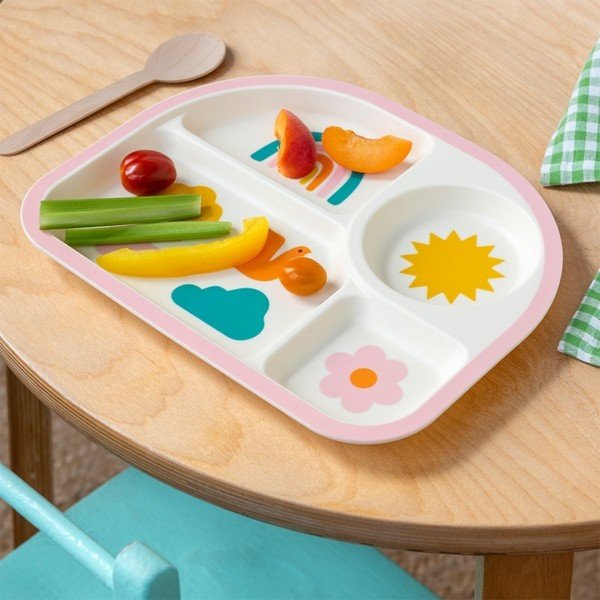 Smėlio spalvos iš plastiko vaikiška lėkštė 21x27 cm Rainbow Garden – Rex London-image-1
