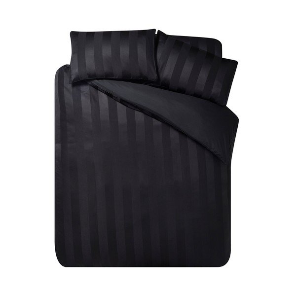 Juodos spalvos iš satino viengulė patalynė 135x200 cm So Soft Satin Stripe – Catherine Lansfield