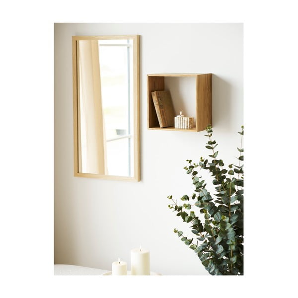 Natūralios spalvos iš ąžuolo masyvo kelių aukštų sieninė lentyna 30 cm Lattoon – House Nordic-image-1