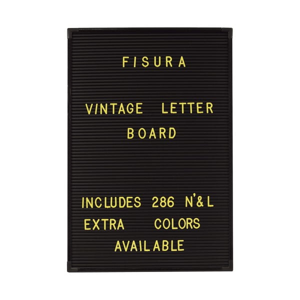 286 geltonų raidžių rinkinys ant "Fisura Vintage" lentos