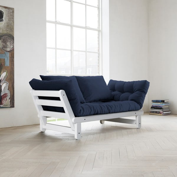 Sofa "Beat", balta / tamsiai mėlyna