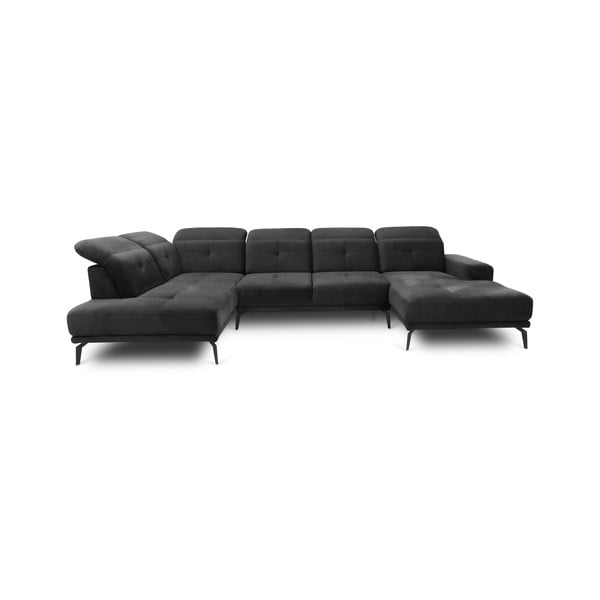 Pilkos spalvos kampinė sofa (su kairiuoju kampu/„U“ formos) Bretan – ELTAP