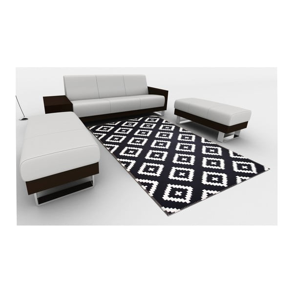 Skalbiamas kilimas baltos spalvos/juodos spalvos 80x150 cm Geo – Vitaus-image-3