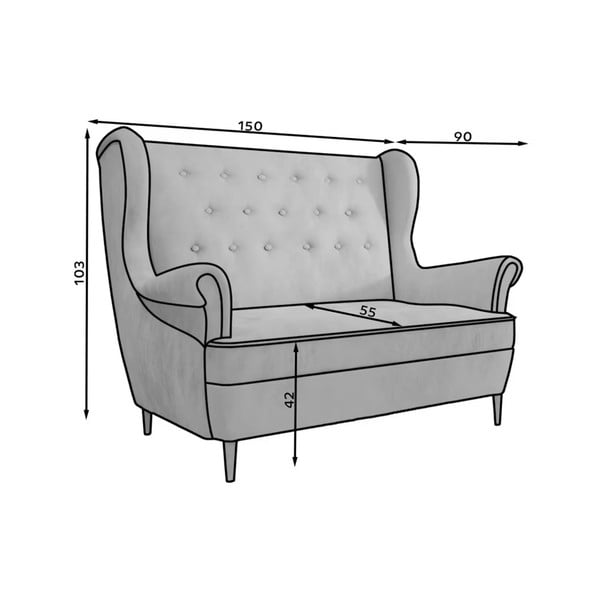 Mėlynos spalvos sofa 150 cm Aros – ELTAP-image-2