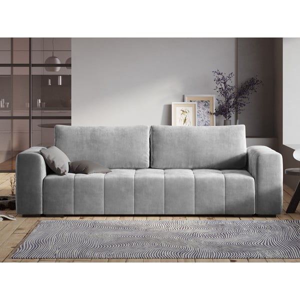 Šviesiai pilka aksominė sofa-lova Milo Casa Luca-image-1