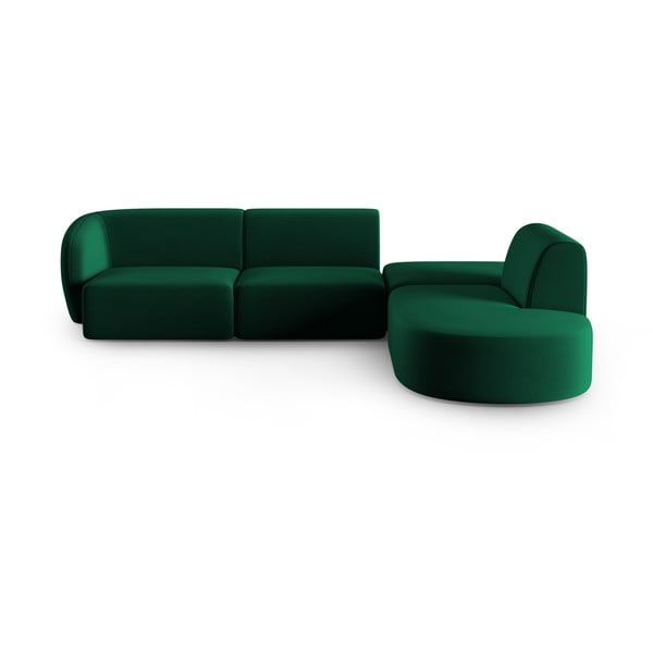 Žalios spalvos iš velveto kampinė sofa (su dešiniuoju kampu/„L“ formos) Paolo – Milo Casa