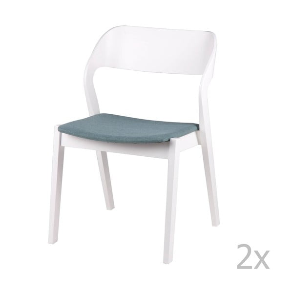 2 baltų kėdžių su mėtų žalios spalvos pagalvėlėmis rinkinys "sømcasa Bianca